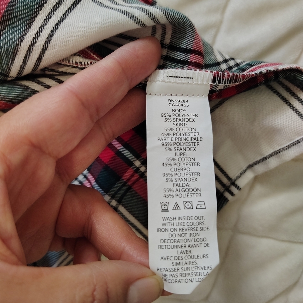 The Children's Place Girls' Long Sleeve Plaid Ribbed Fit and Flare Dress.Size 16 - Picture 7 of 13